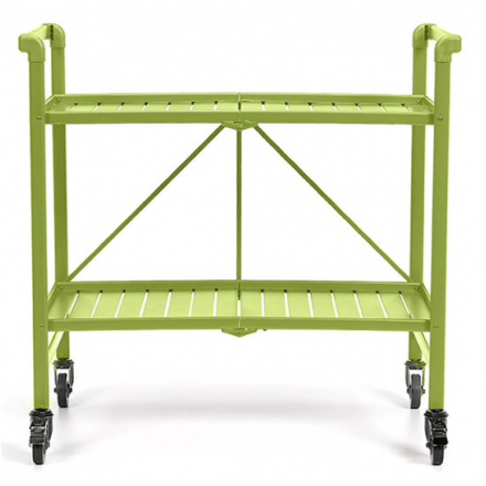 INTELLIFIT Outdoor Or Indoor Folding Serving Cart With Two Slatted Shelves