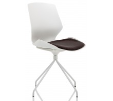 Florence Spindle White Frame Dark Grey Fabric Seat Visitor Chair