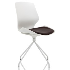 Florence Spindle White Frame Dark Grey Fabric Seat Visitor Chair