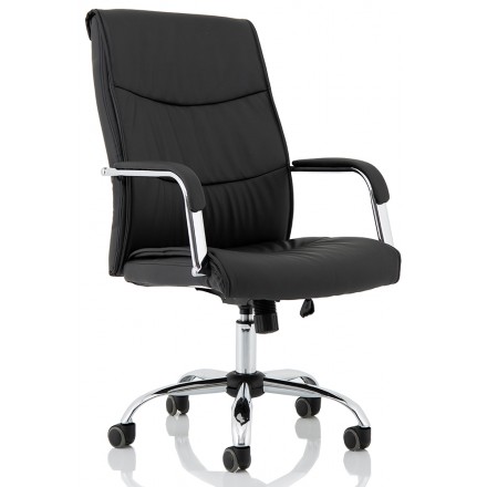 Carter Black Luxury Faux Leather Chair With Arms